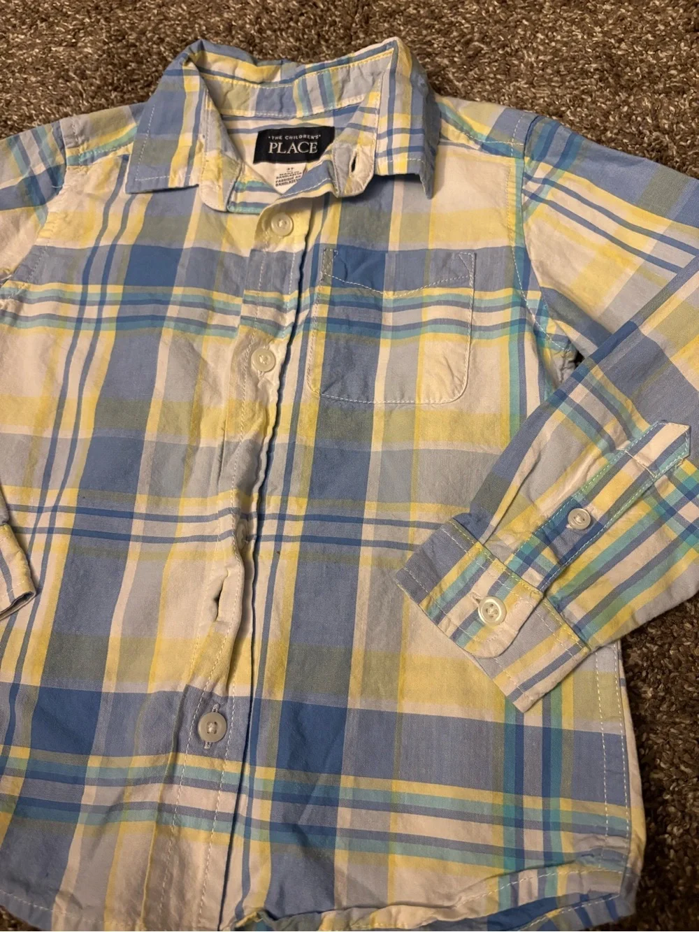 The Children's Place Blue and Yellow Plaid Button-Down Shirt
